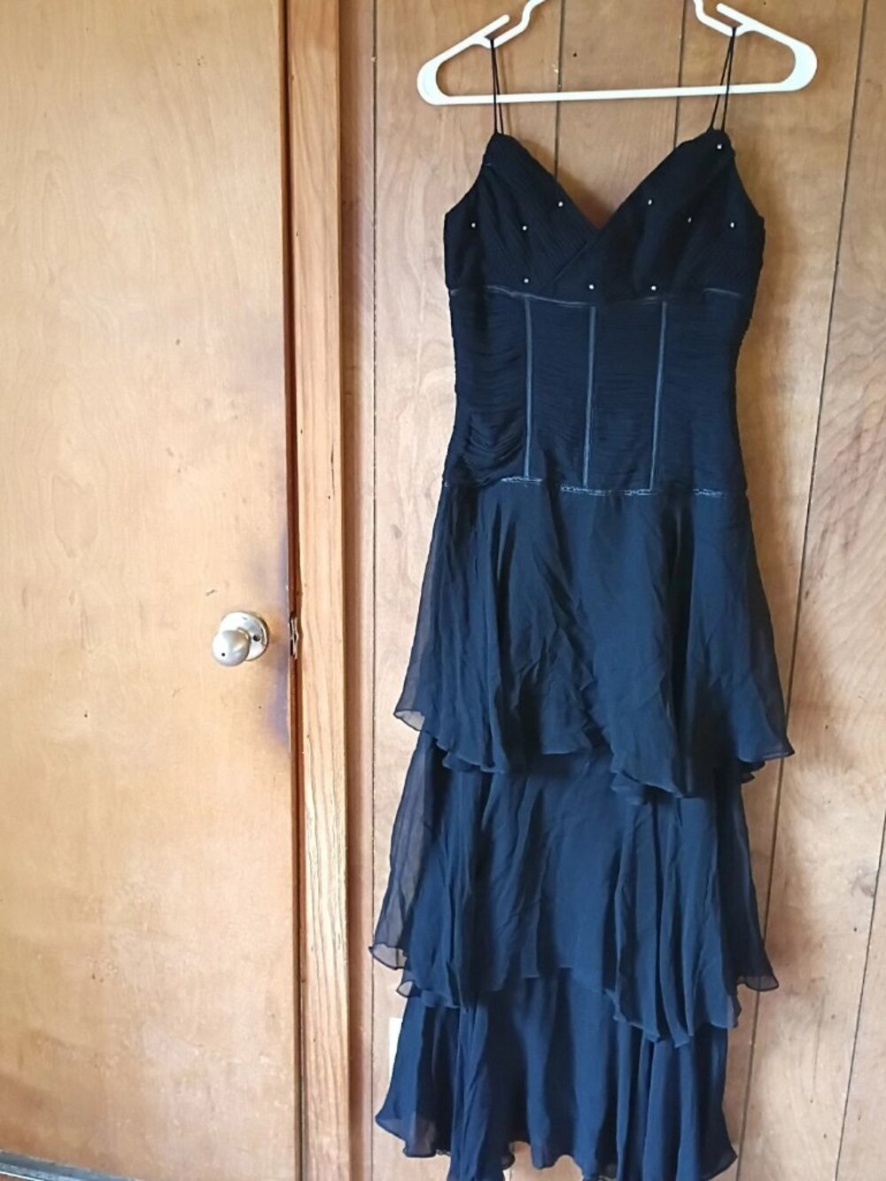 Venetian USA Black 100% Silk Tiered Evening Dress Size Small NWT